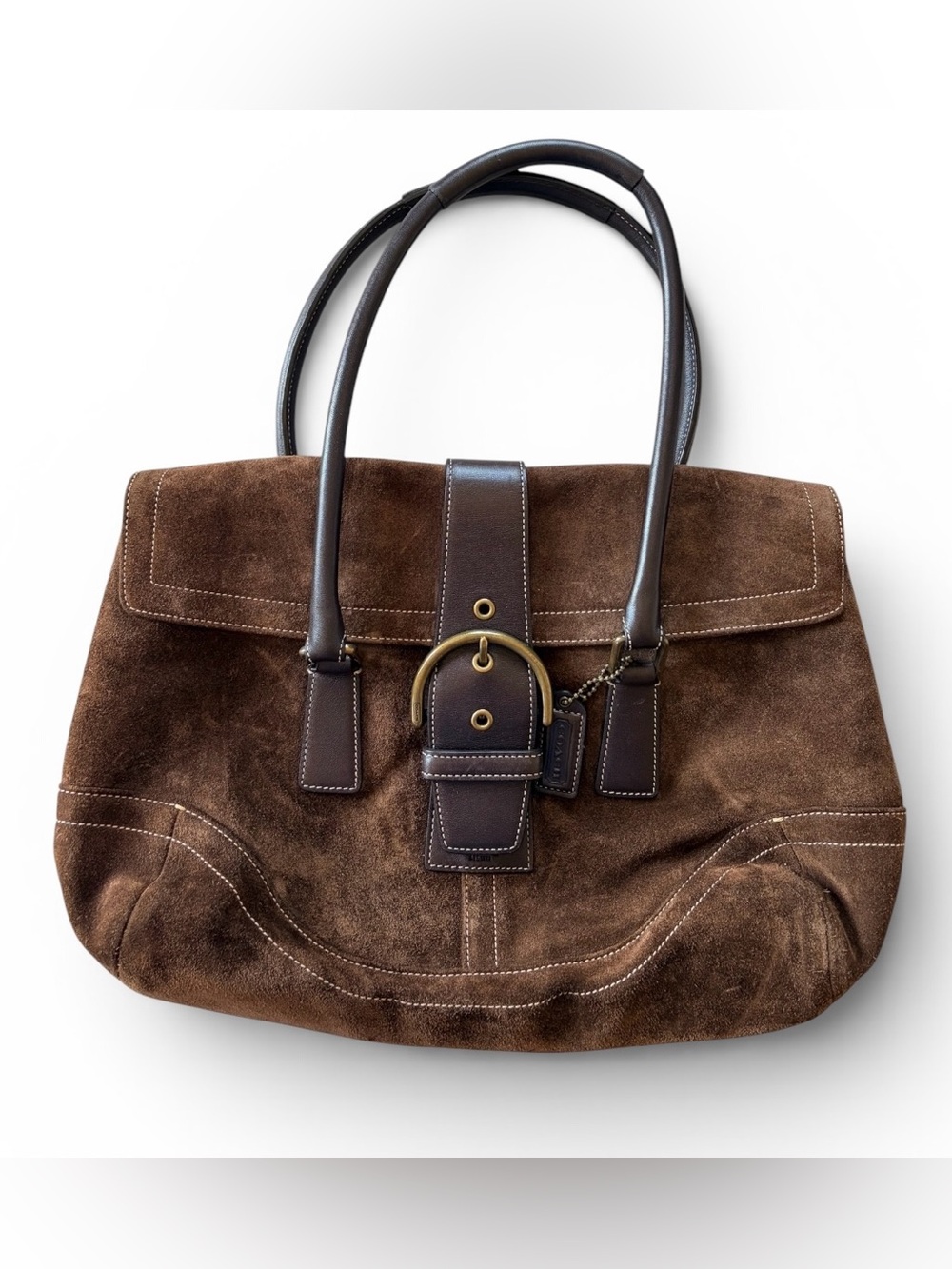 Y2K COACH SoHo Hampton Satchel Bag chocolate Brown Suede VTG E04S-9507